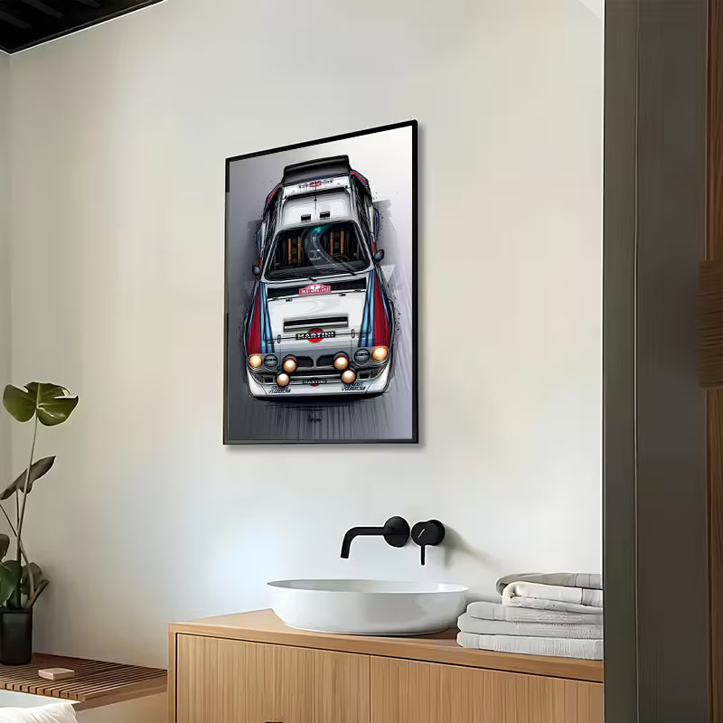 Martini Racing Rally Poster – Vintage Motorsport Wall Art, Stretched Canvas