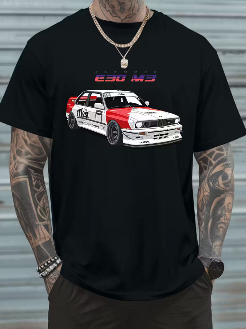 BMW E30 M3 Rally T-Shirt – Vintage Motorsport Graphic | Regular Fit, Breathable Blend