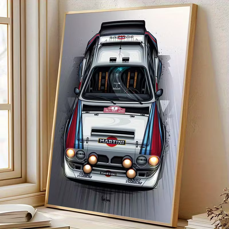 Martini Racing Rally Poster – Vintage Motorsport Wall Art, Stretched Canvas
