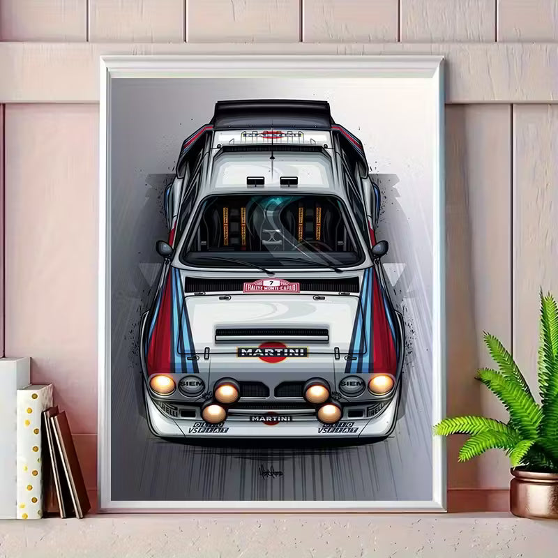 Martini Racing Rally Poster – Vintage Motorsport Wall Art, Stretched Canvas