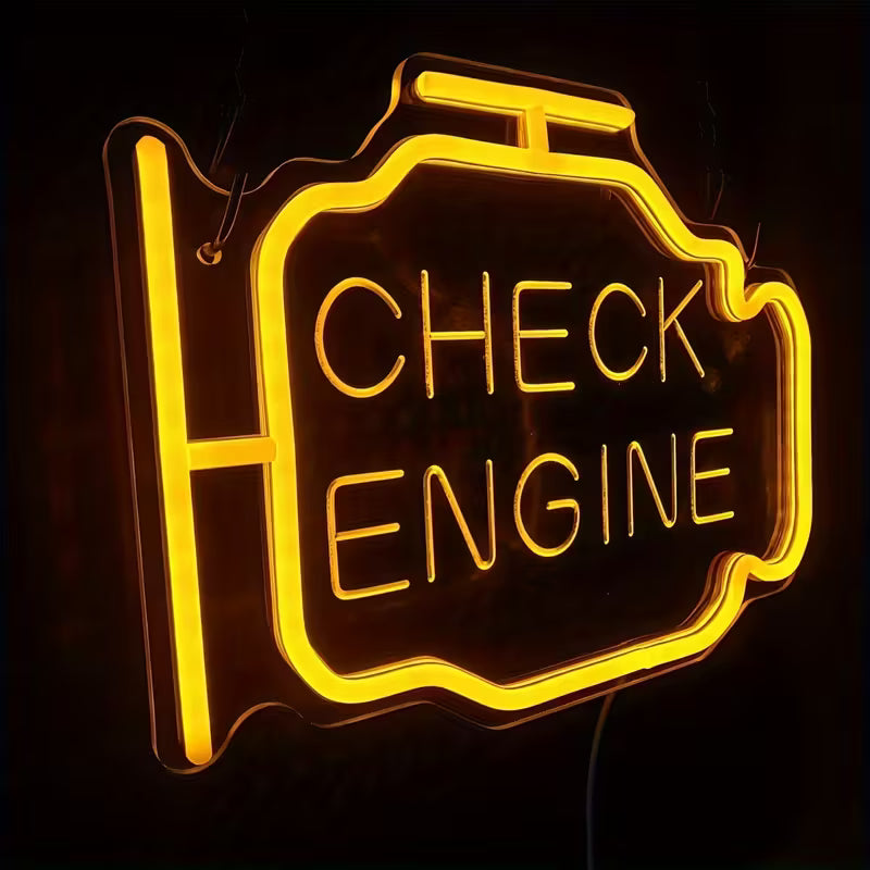 Neon “Check Engine” Lamp – Garage & Workshop Decor | Vintage Motoring Sign for Car Enthusiasts