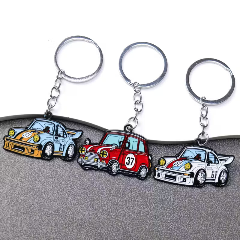 Vintage Rally Keychain – Motorsport-Themed Keyring for Car Enthusiasts