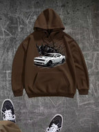 Devil’s Machine” Hoodie – Bold Graphic with Fiery Muscle Car | Casual Streetwear for Car Enthusiasts