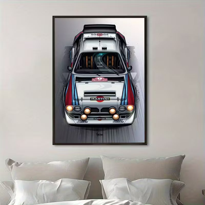 Martini Racing Rally Poster – Vintage Motorsport Wall Art, Stretched Canvas