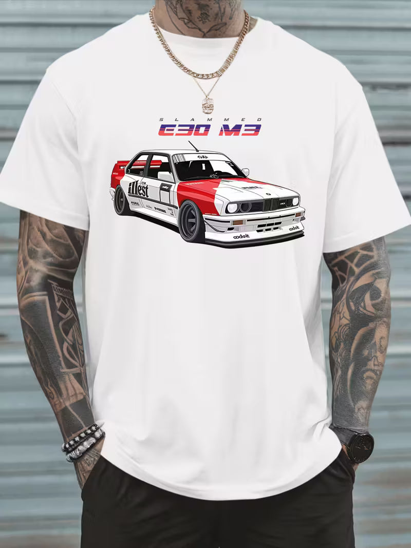 BMW E30 M3 Rally T-Shirt – Vintage Motorsport Graphic | Regular Fit, Breathable Blend